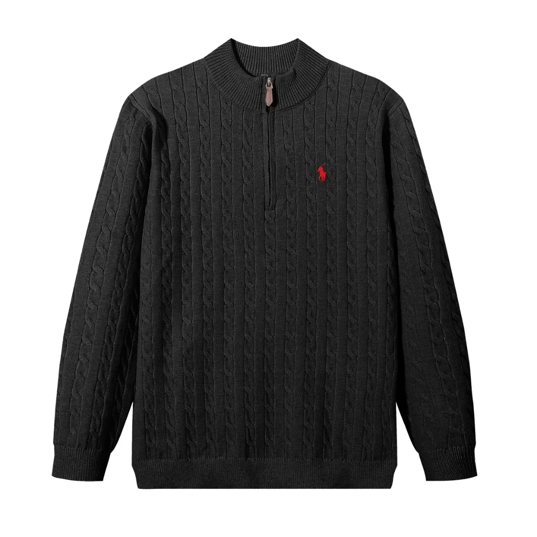 P200 Raff half-zip sweater black white gray